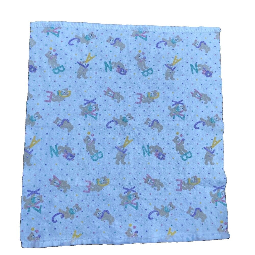 Owen Baby Alphabet Bears Crib Blanket Multicolor Quilt USA Nursery 37x40 White